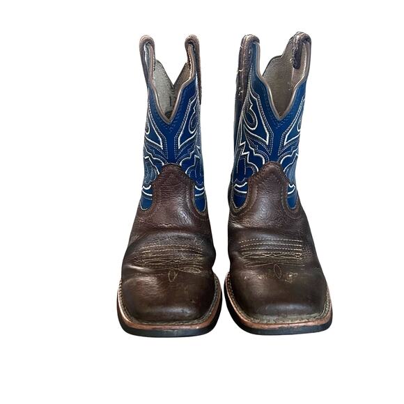 Ariat Youth Sorting Pen Western Cowboy Cowgirl Boot Blue Brown Kids Size 13 - Picture 3 of 11